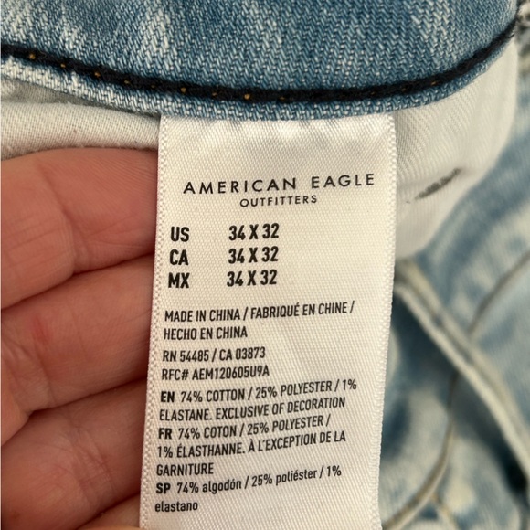 American Eagle Outfitters Lt Blue Distressed Athletic Skinny Jeans Air Flex AEO - Picture 8 of 11